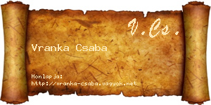 Vranka Csaba névjegykártya